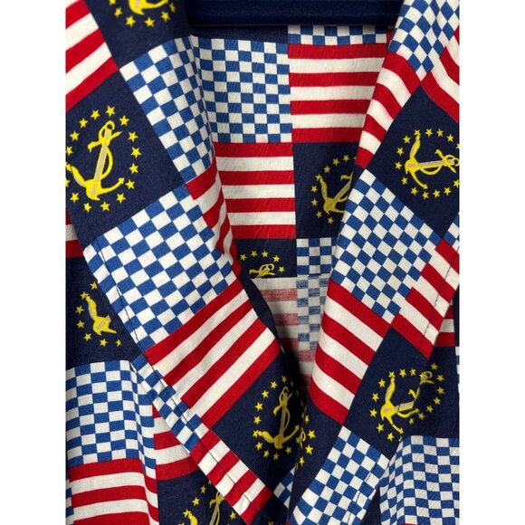 Vintage 90s NAUTICA Mens Nautical Patriotic Cotton Robe O/S American Flag - Picture 7 of 12